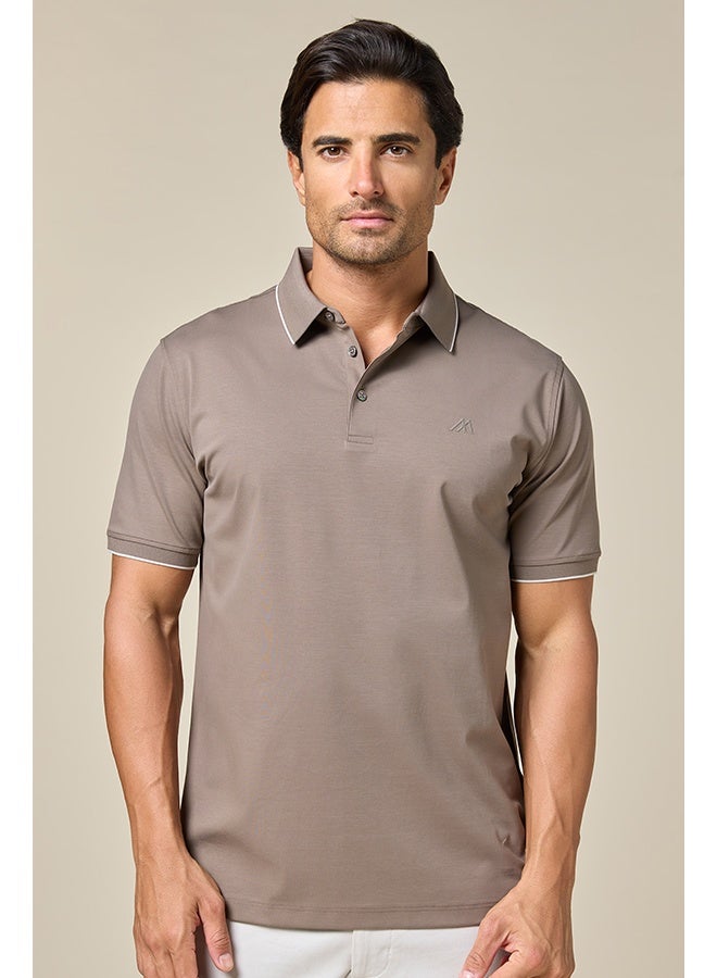 Mannerism The Soft Mocha Brown Cotton Polo Comfort Fit - Image 1
